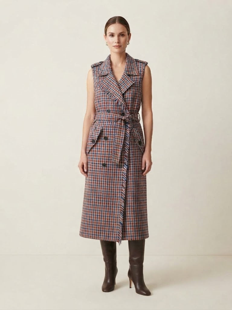 Cappotto smanicato Alysi lungo a quadri