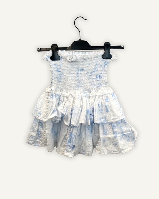 DonDup light blue tie-dye strapless top with smocked bodice