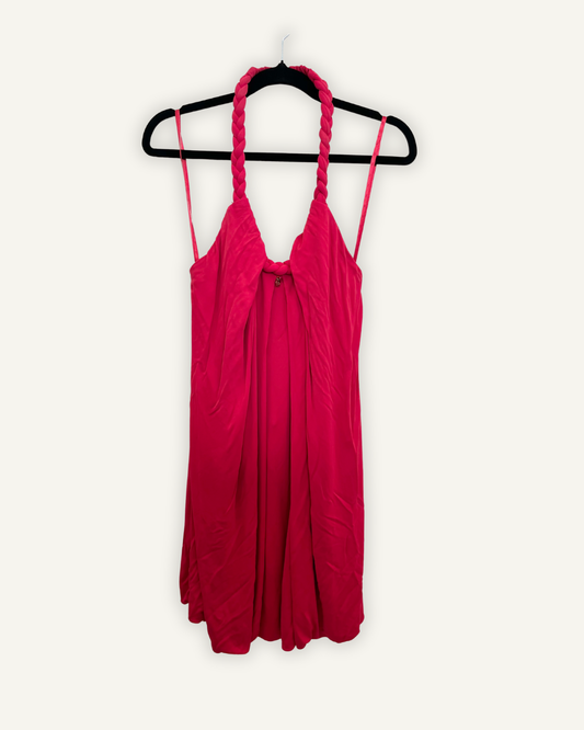 Abito di Elisabetta Franchi Fucsia Drappeggiato con Treccia