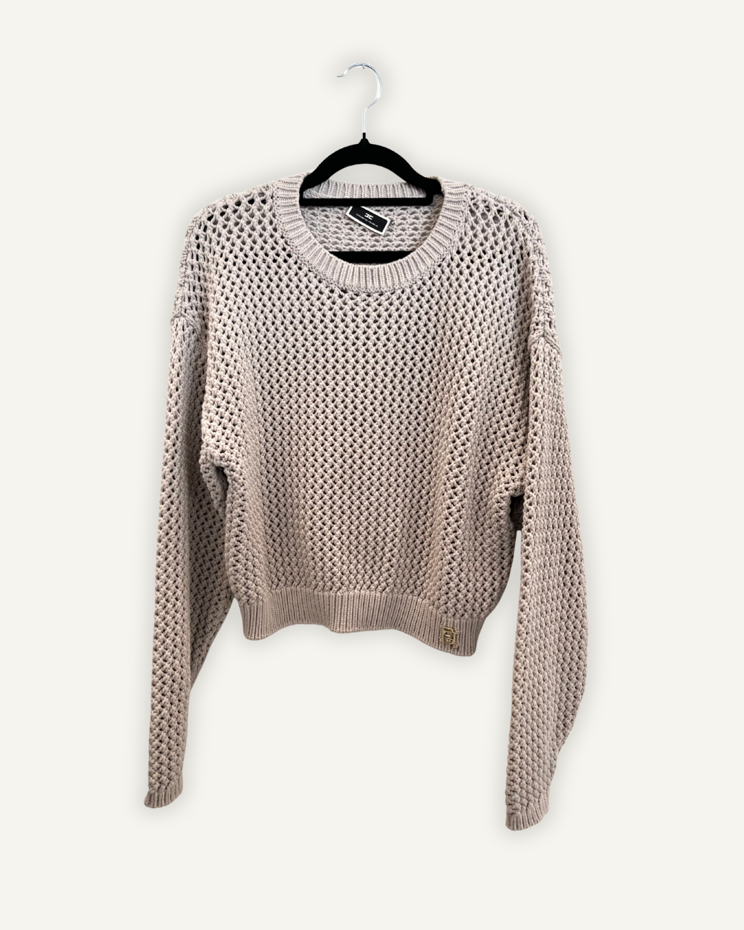 Maglia di Elisabetta Franchi a Trama Traforata con Logo Dorato