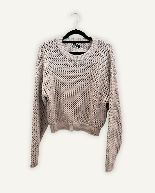 Maglia di Elisabetta Franchi a Trama Traforata con Logo Dorato