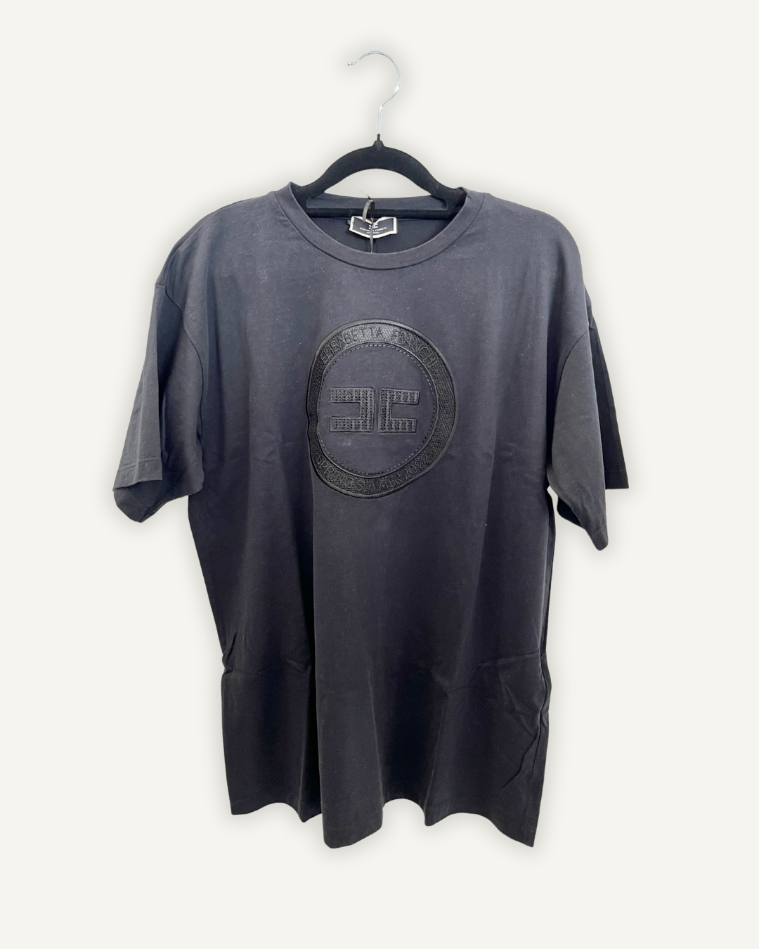Elisabetta Franchi black T-shirt with embossed logo