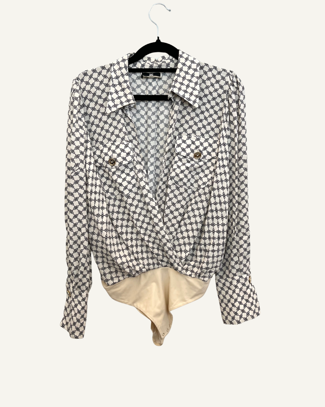 Body-Camicia di Elisabetta Franchi&nbsp;con Stampa Geometrica