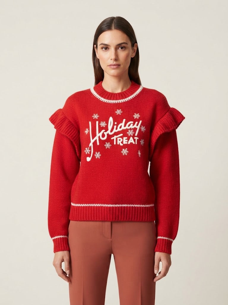 Maglione natalizio Philosophy con volant e ricami