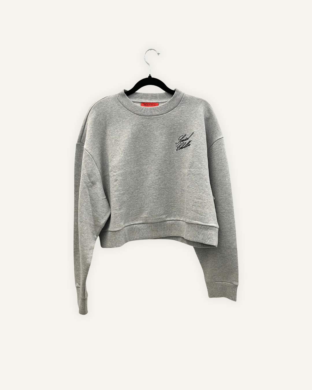 Felpa cropped Max & Co. girocollo con ricamo