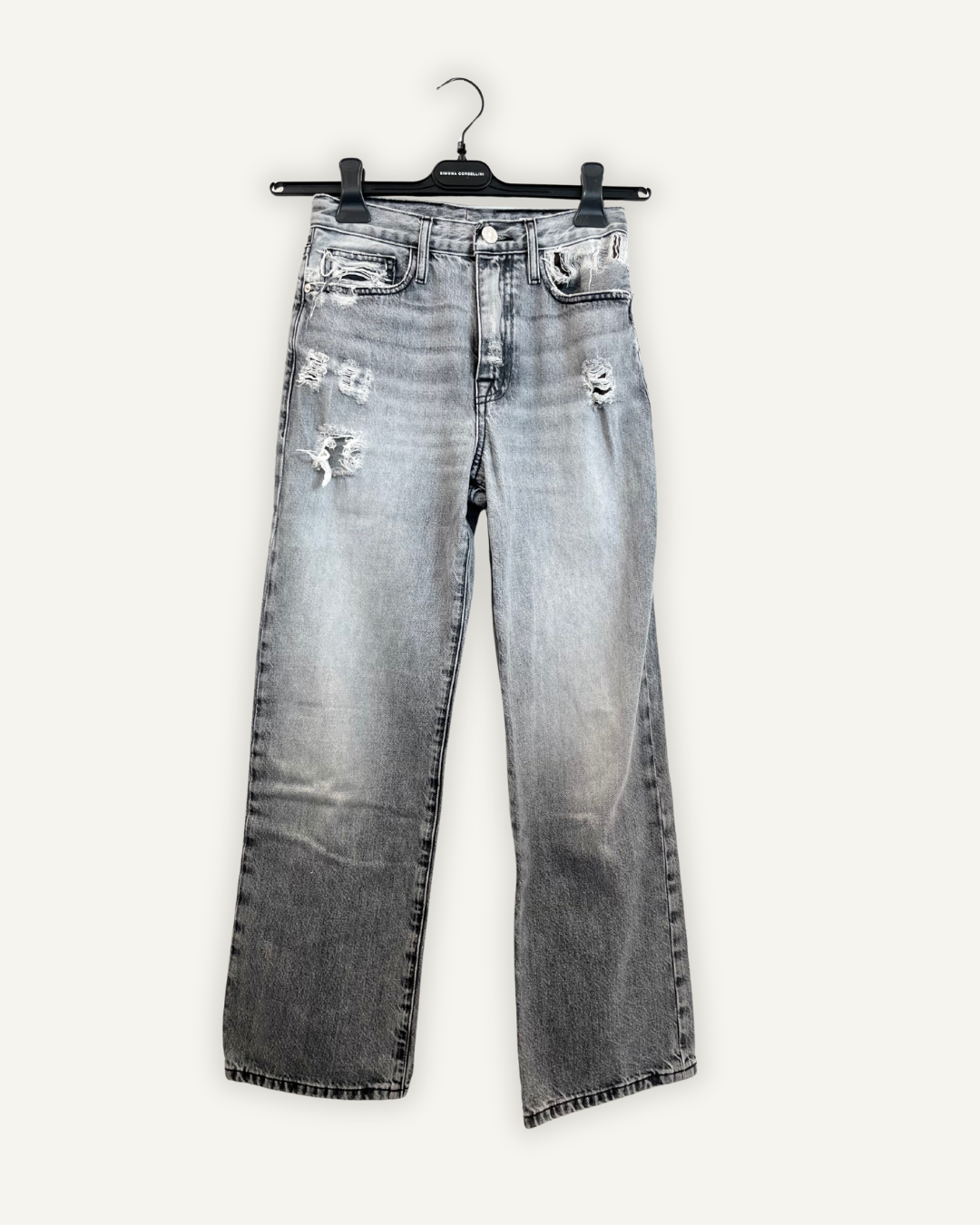 Jeans di Frame Straight-Leg con Dettagli Distressed