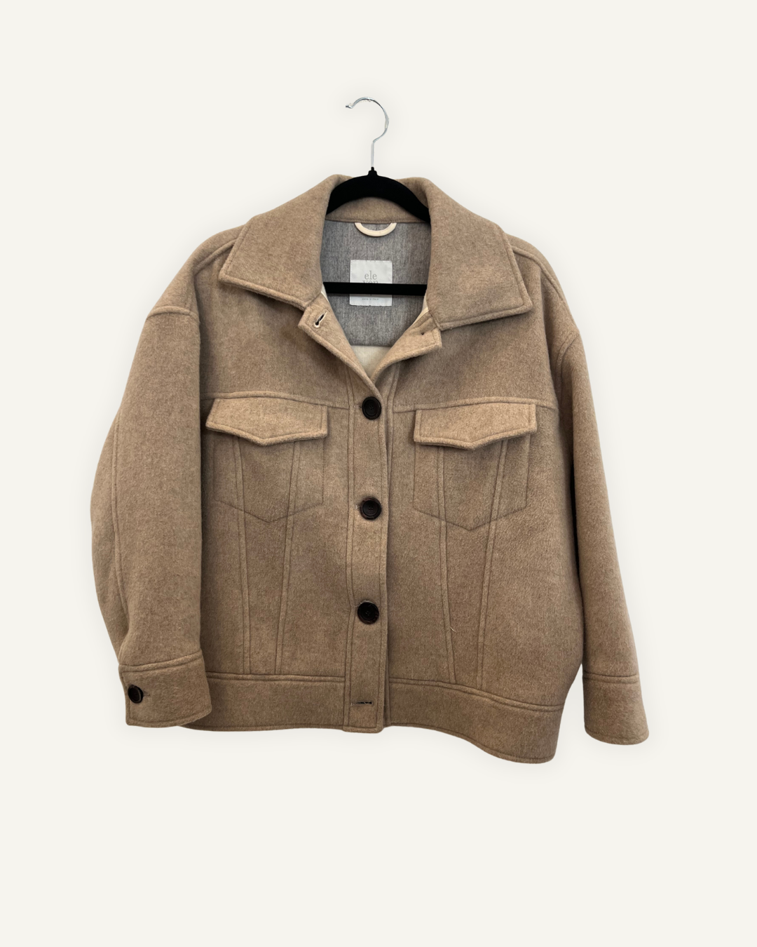 Giacca Eleventy Lavorata in Lana Cammello Stile Overshirt