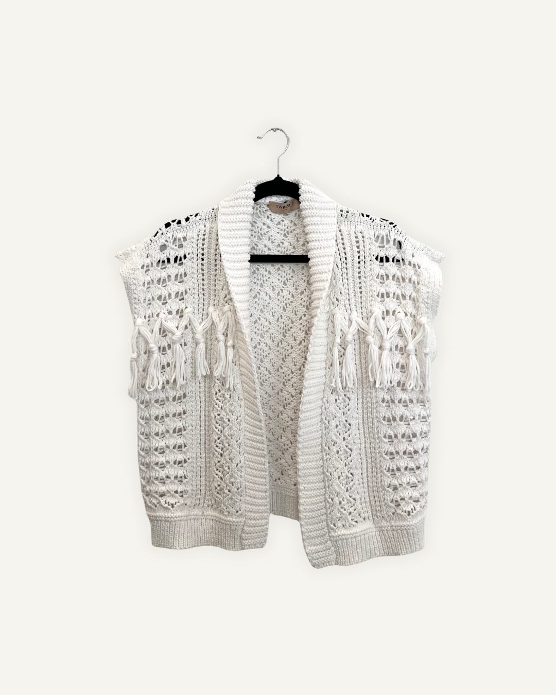 Gilet in maglia Twin Set lavorata con frange