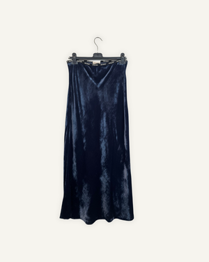 Gonna Otto d'Ame Longuette in Velluto Cangiante Blu Notte