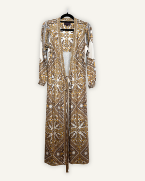 Maxi Wrap Dress di Hale Bob con Stampa Barocca e Oro