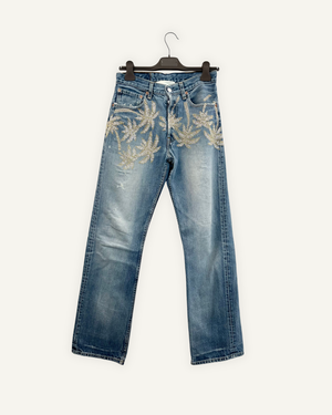 Jeans 5 Progress denim con applicazioni gioiello a palma