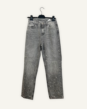Jeans regular Liu Jo grigi con effetto distressed e strass