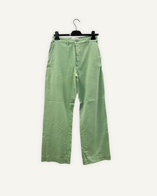 Pantaloni ampi SoloTre in cotone verde salvia