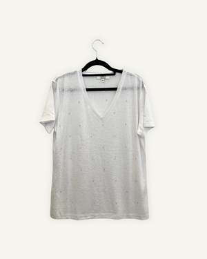 T-shirt Anis scollo a v con micro strass