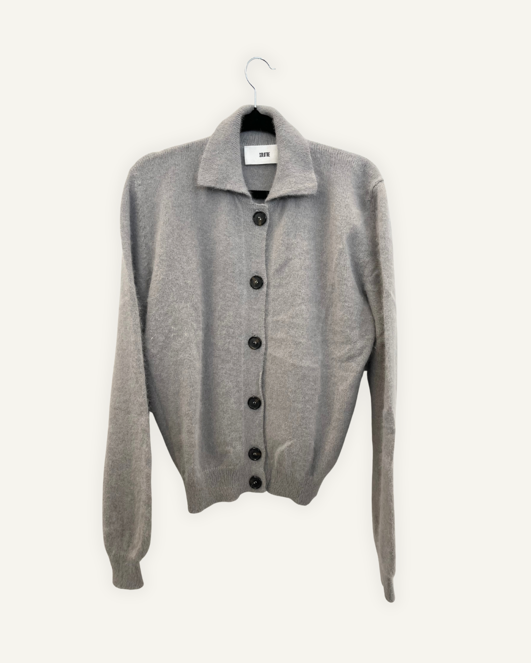 Cardigan Solotre in Maglia Rasata con Colletto