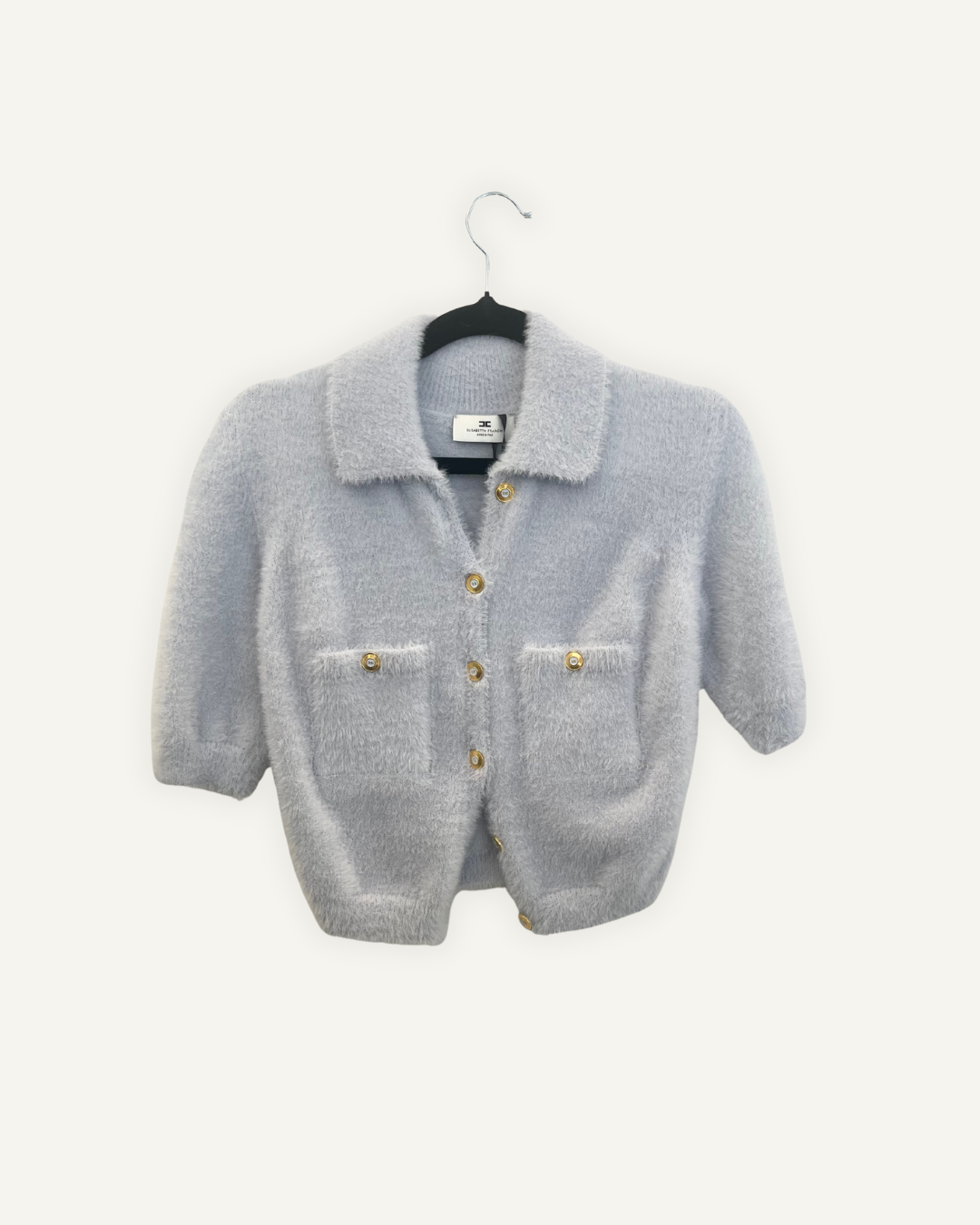 Cardigan Elisabetta Franchi in maglia fluffy a maniche corte