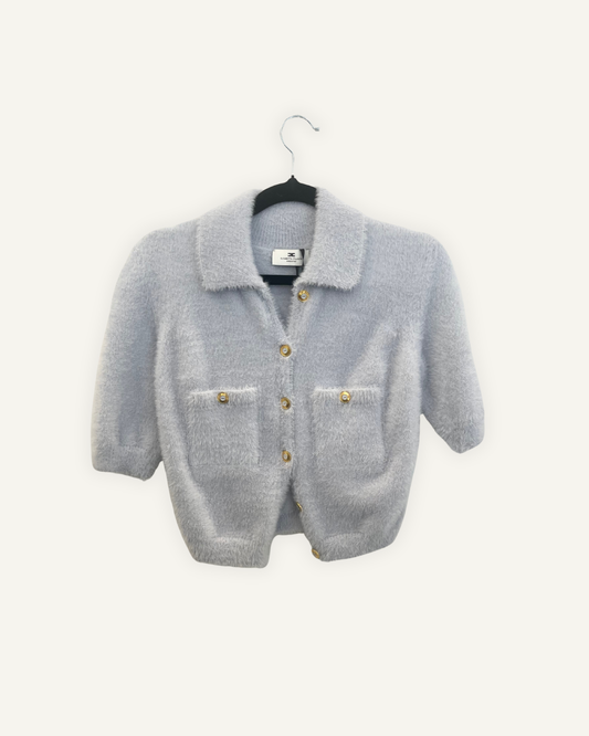 Cardigan Elisabetta Franchi in maglia fluffy a maniche corte