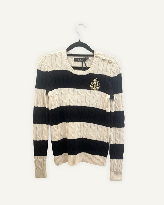 Maglione Lauren Ralph Lauren a righe con lavorazione a trecce