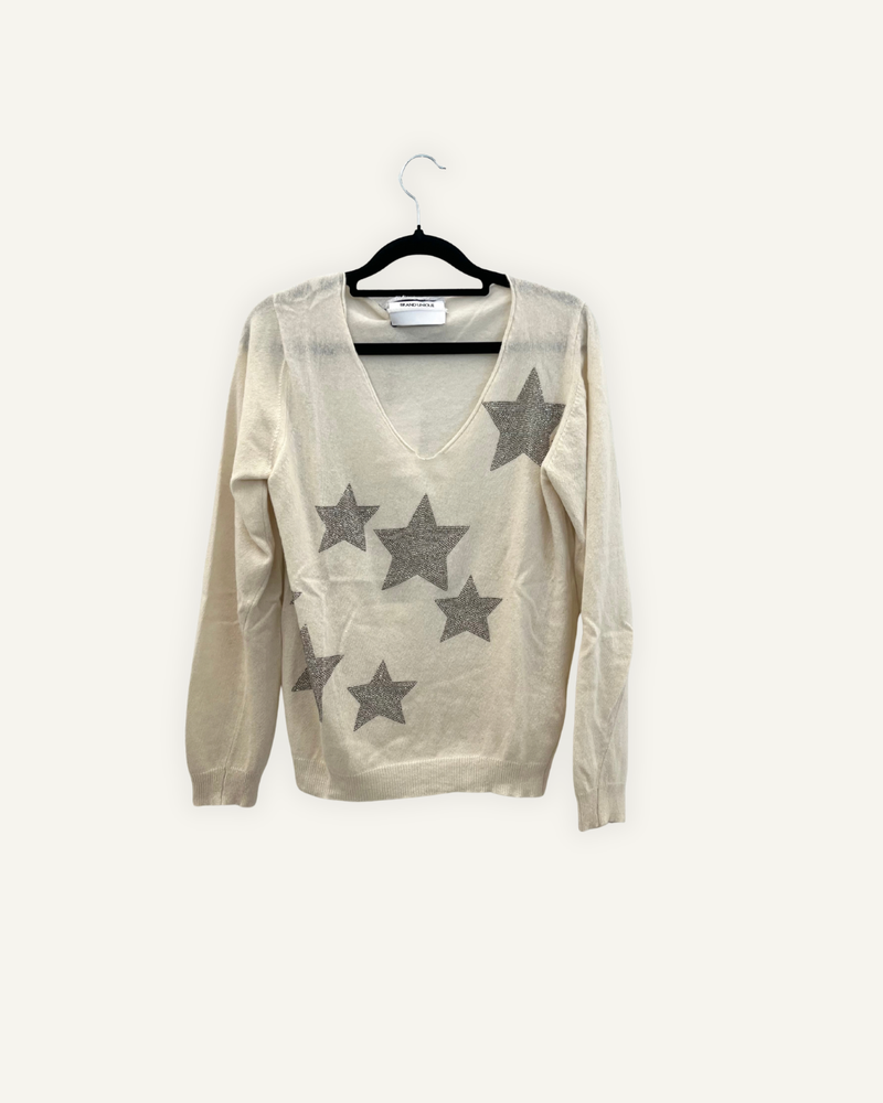 Maglia con scollo a V Brand Unique con applicazioni di stelle