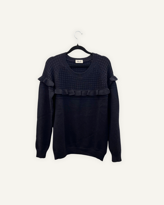 Pullover Baum und Pferdgarten in lana merino con volant
