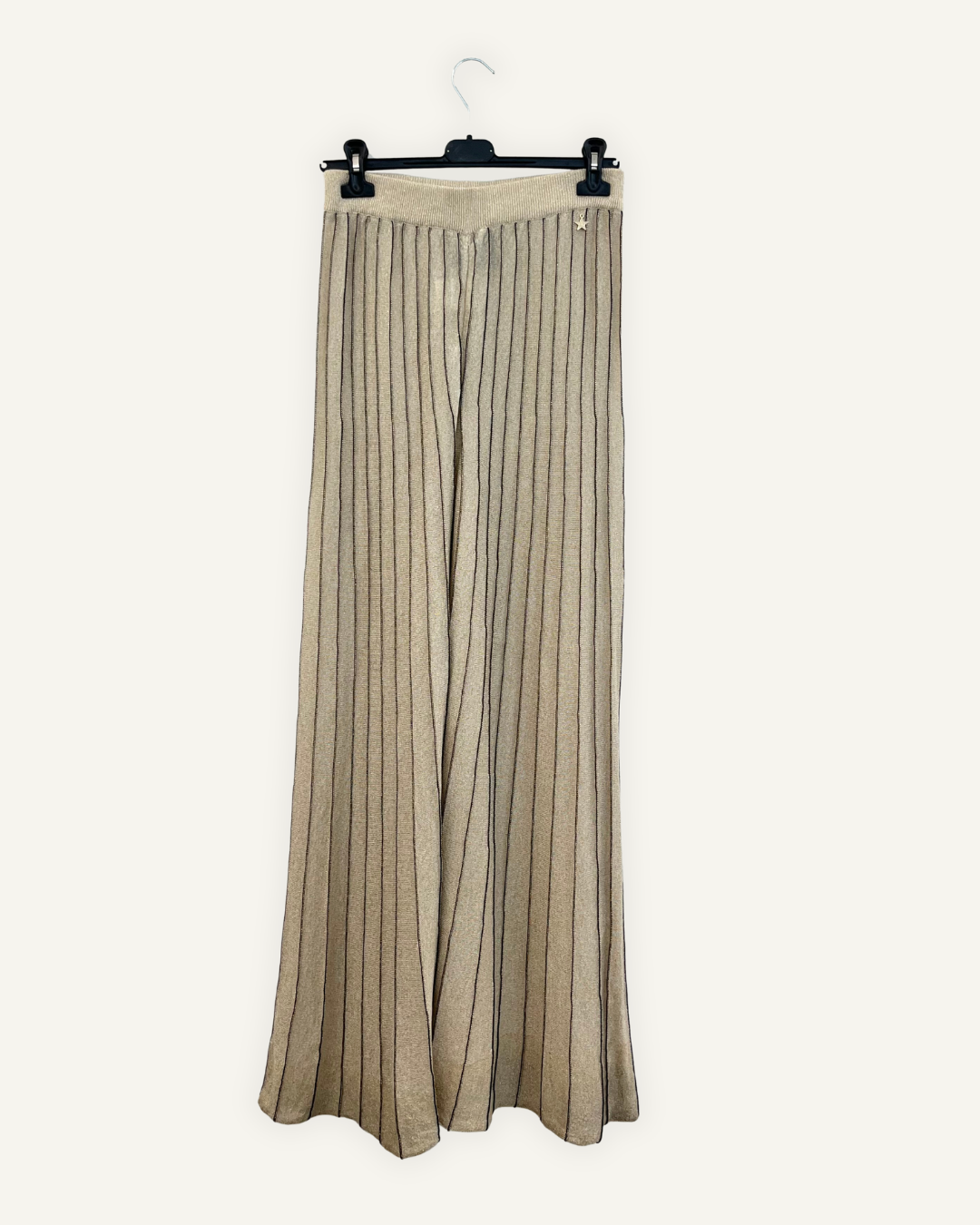Pantaloni Souvenir a palazzo in maglia metallica plissé