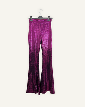 Pantaloni The New Arrival Flared Effetto Lamé Metallizzato