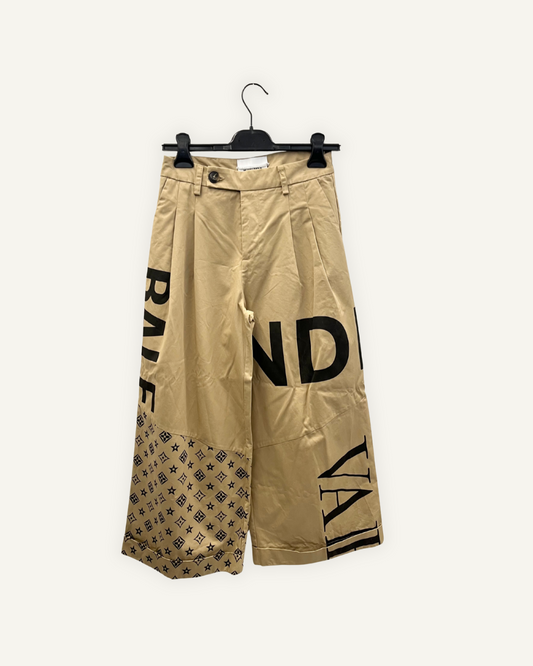 Pantaloni Beige con Stampe e Monogram