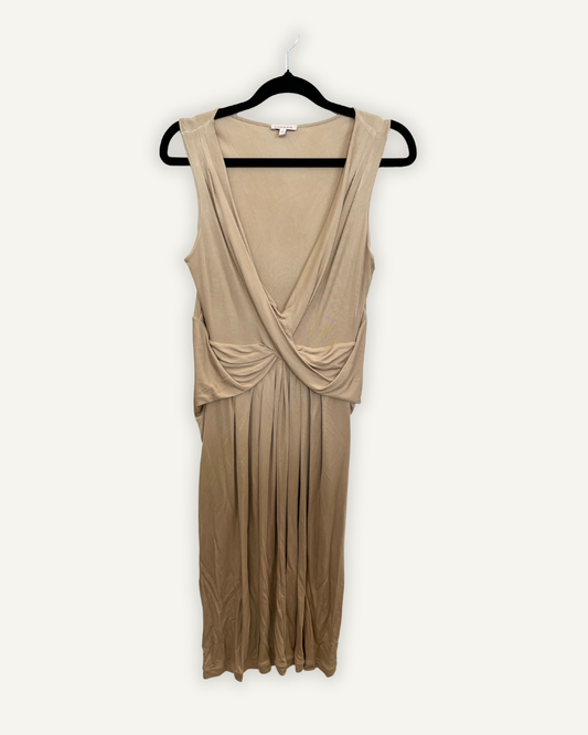 Abito di PAROSH Beige con Nodo Drappeggiato in Vita