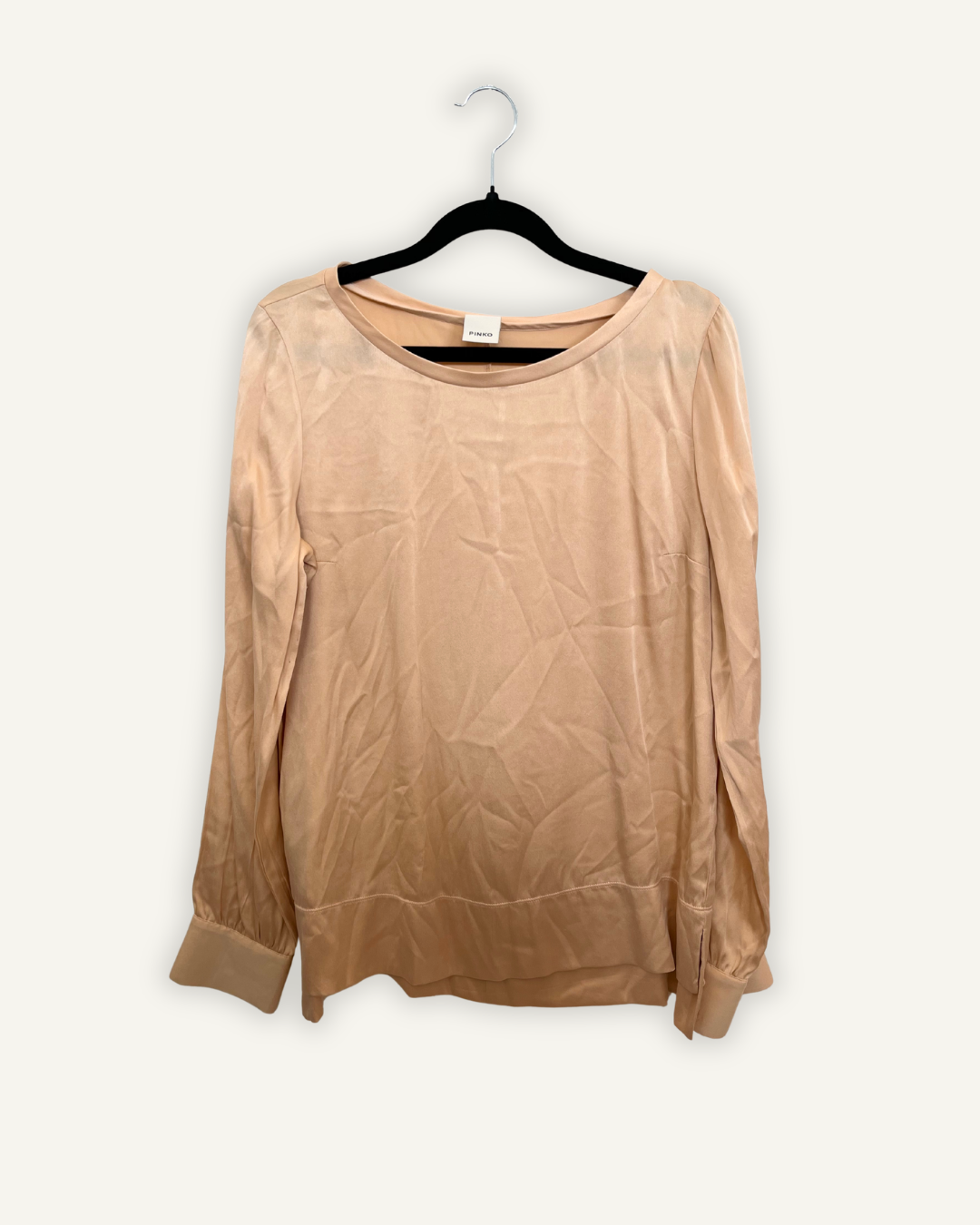 Pinko Peach Satin Long-Sleeved Blouse