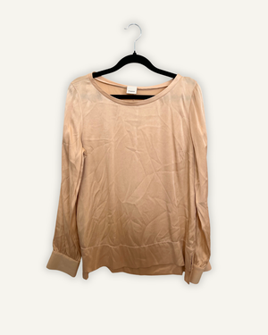 Pinko Peach Satin Long-Sleeved Blouse