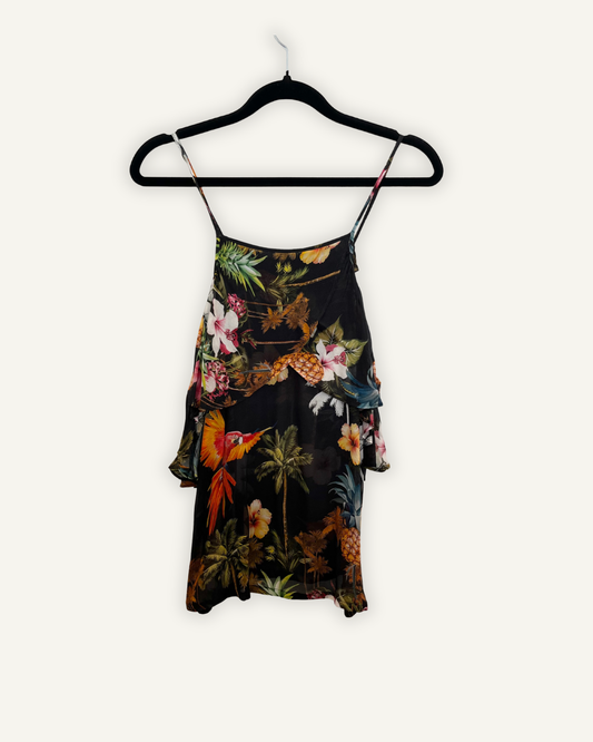 Top a canotta di Pinko in chiffon con stampa tropicale