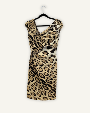 Abito tubino Roberto Cavalli drappeggiato animalier