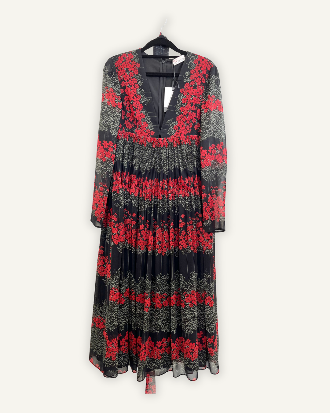 Red Valentino Long Floral Print Chiffon Dress