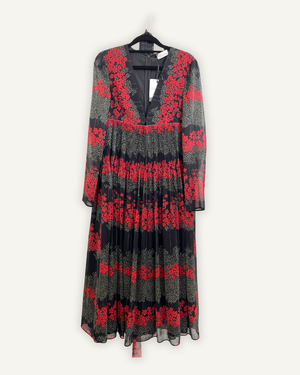 Red Valentino Long Floral Print Chiffon Dress