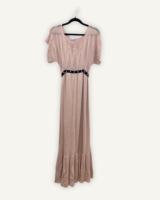 Abito Red Valentino Knit Rosa con Cintura Borchiata