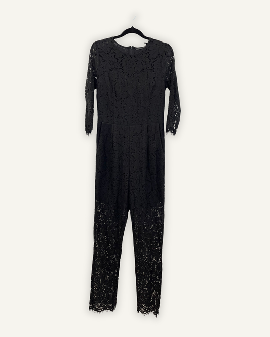 Silvian Heach Elegant Black Lace Jumpsuit with Tailored Sheer Panels