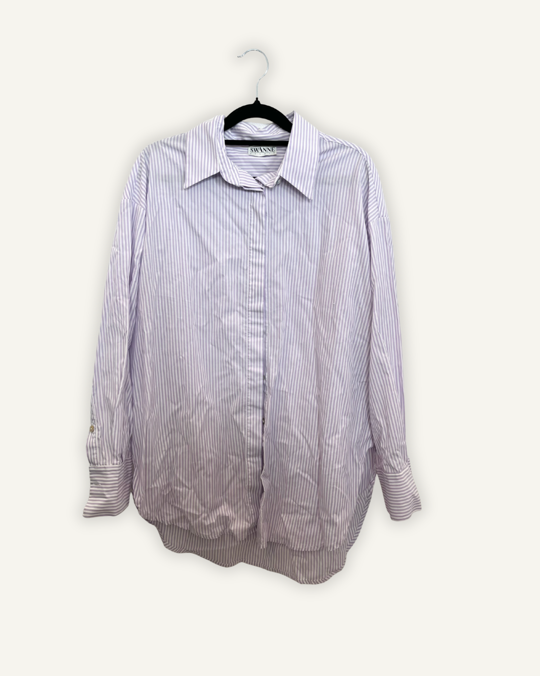 Swanne Oversized Lilac and White Striped Shirt