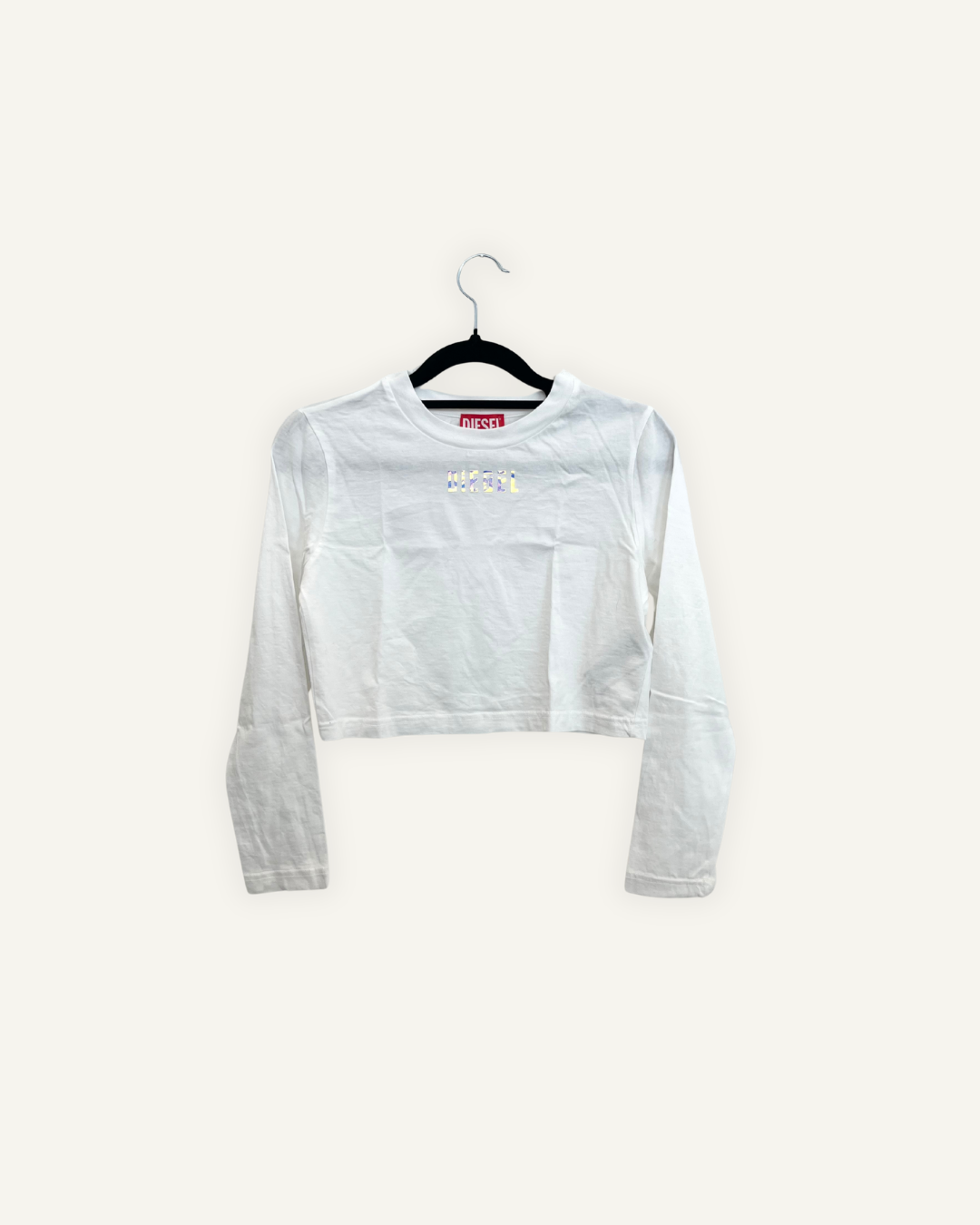 T-shirt Crop Diesel con Logo Olografico