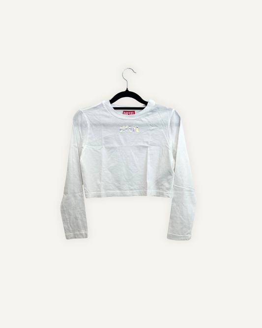 T-shirt Crop Diesel con Logo Olografico