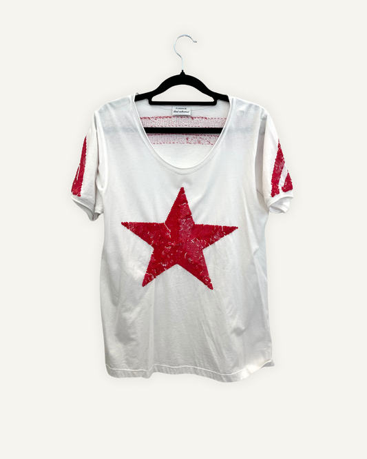 T-shirt Parosh couture con maxi stella di paillettes