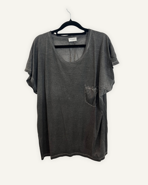 T-Shirt Saint Laurent Oversize Effetto Scolorito con Taschino