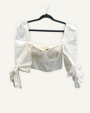 Crop top Elisabetta Franchi a bustino con maniche a sbuffo