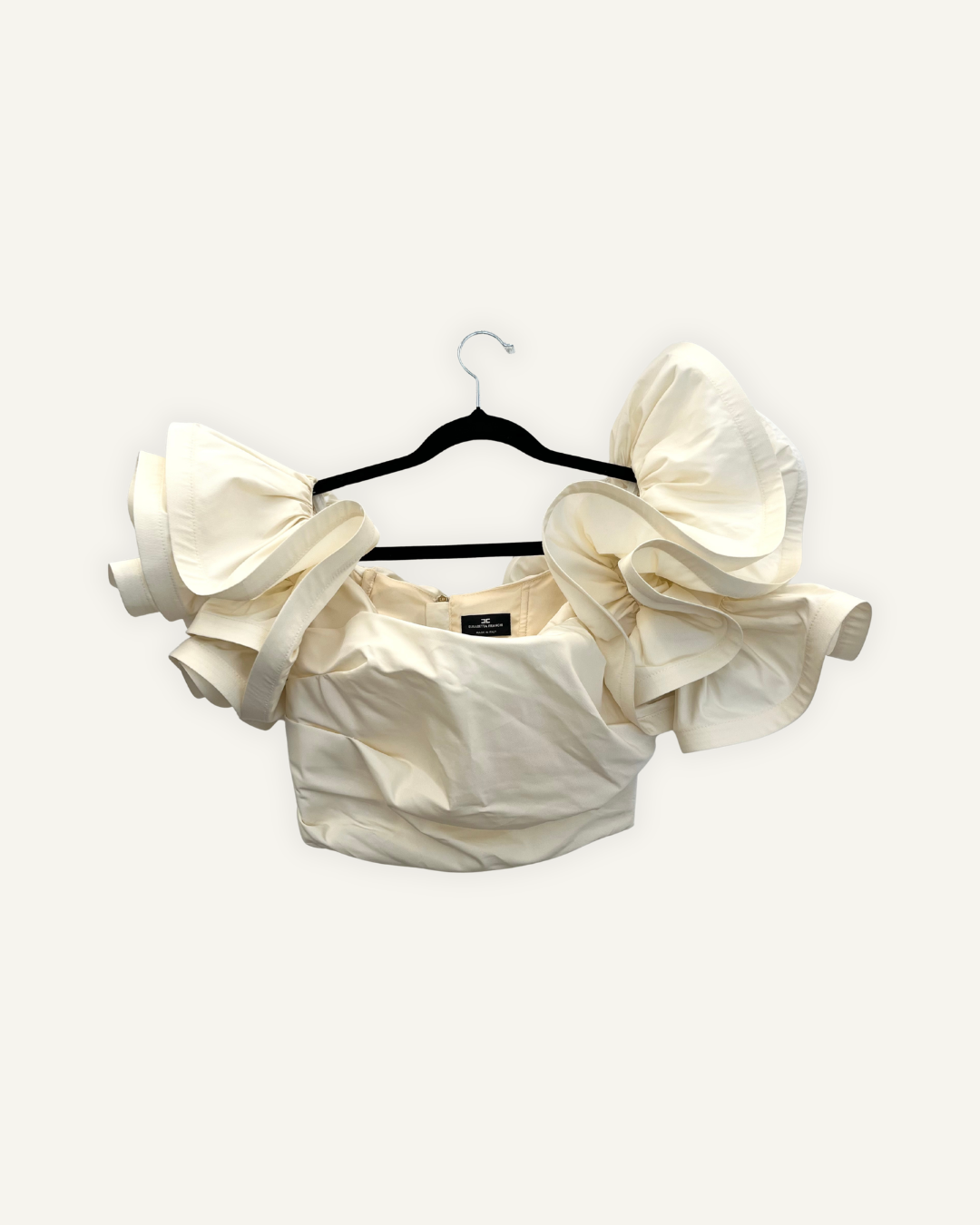 Top couture Elisabetta Franchi con maxi ruches
