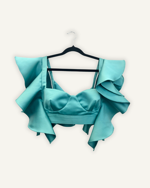 Crop top DelFrance sartoriale con maxi ruches