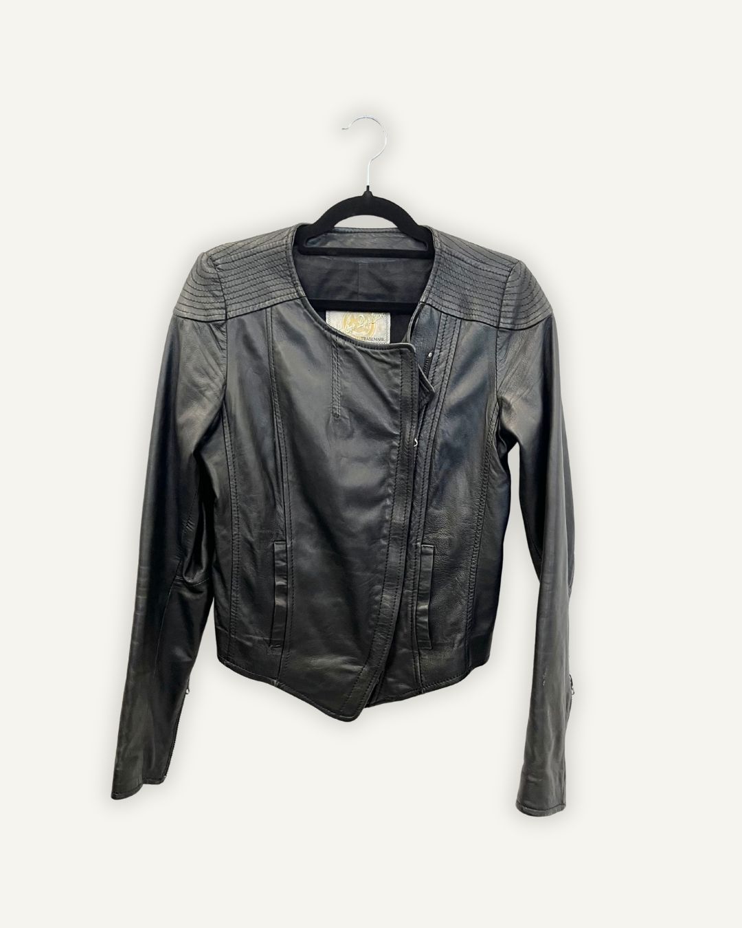 Giacca Biker di Vintage de Luxe Asimmetrica