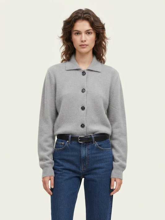 Cardigan Solotre in Maglia Rasata con Colletto